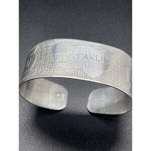 Women’s WW ll Trench Art Cuff Bracelet Aircraft Aluminum Bremerhaven Germany